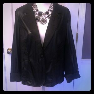 Chico’s Faux Leather Size 2 Jacket with Suede trim